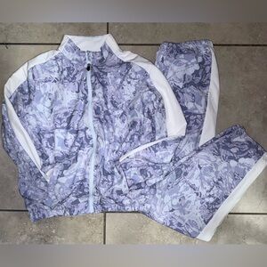 Zella White and Light Purple Floral Track Suit teen size 14/16